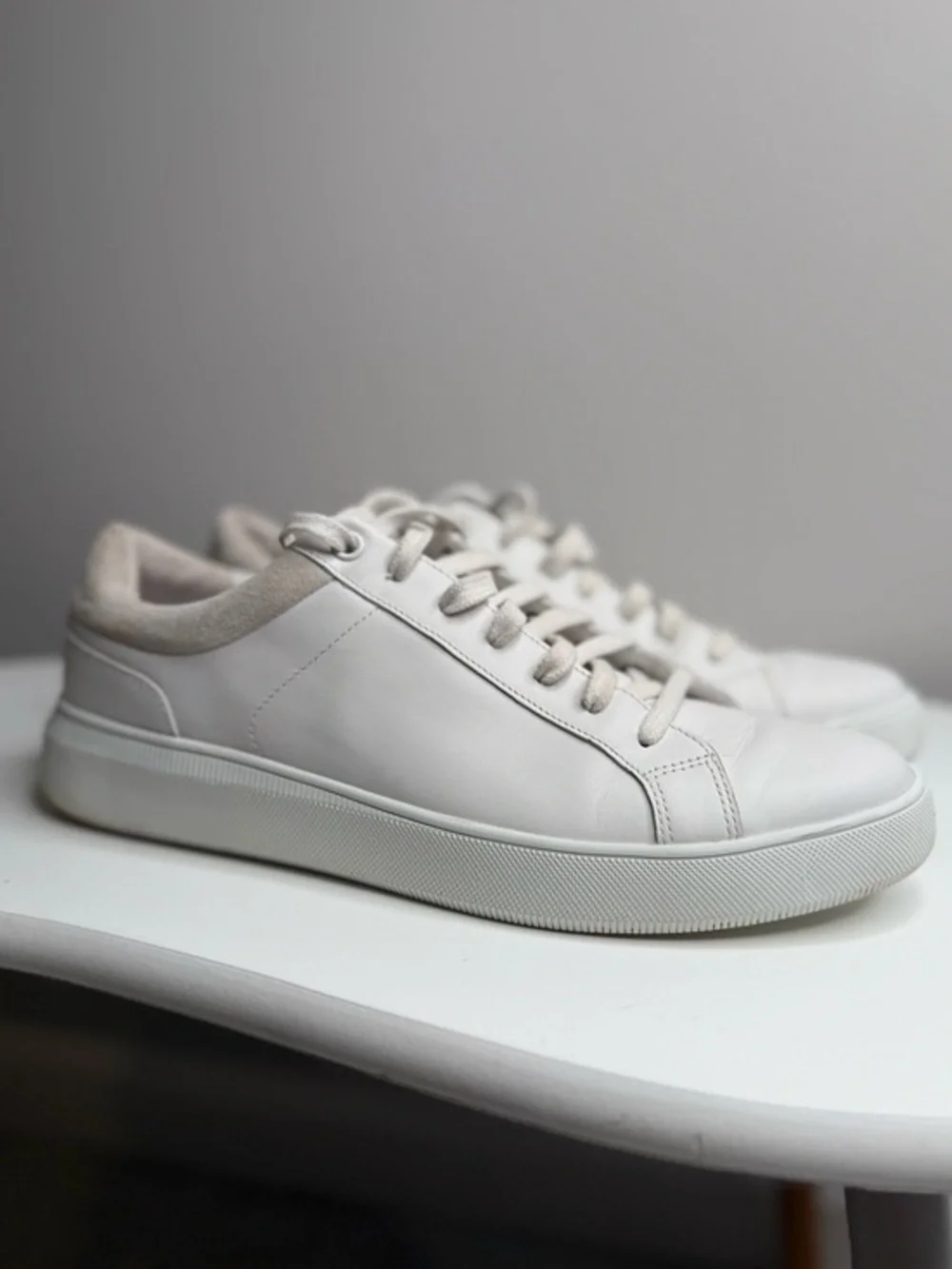 Vince White Leather Low-Top Sneakers